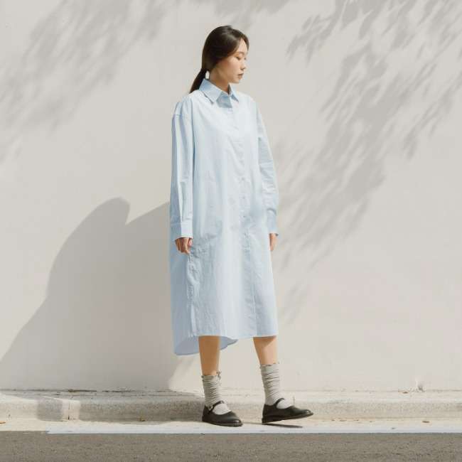 Plain Shirt ONE-PIECE WOMAN Sky Blue