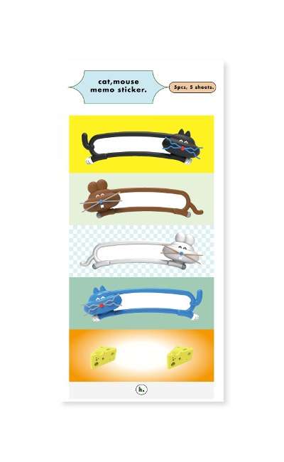 猫、ねずみとチーズ メモステッカー