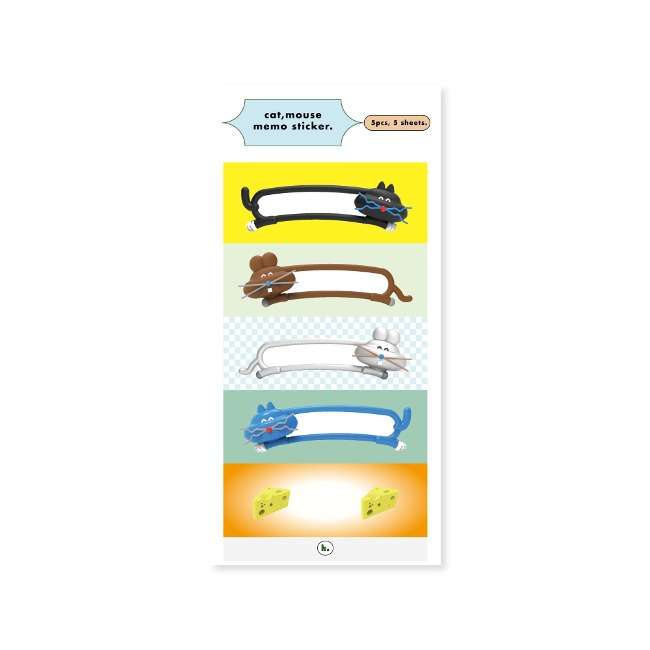 cat, mouse and cheese memo sticker