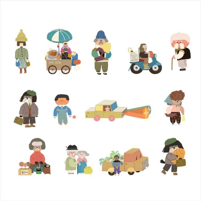 Changdeok and Bungeoppang Stickers (Human Characters 14 Types)