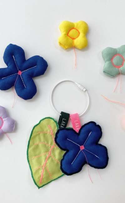 Blue Flower Brooch, Keyring