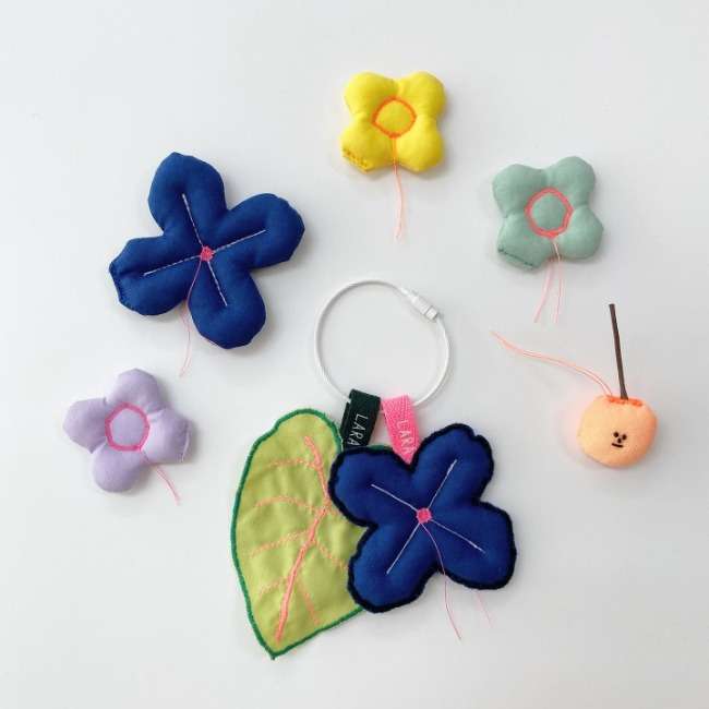Blue Flower Brooch, Keyring