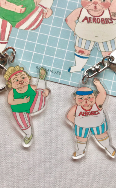 Boom Office Aerobics Grandma and Grandpa Keyring