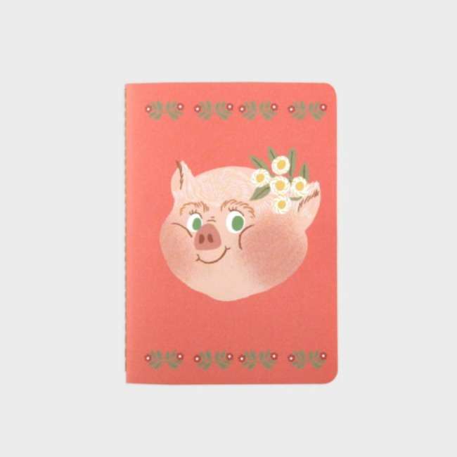 [Sosomoongoo] Piggy with Flower Mini Notebook
