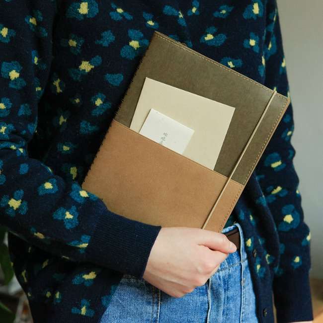 Sosomun Stationery Half Diary L - Deep Brown/Yellow Ocher