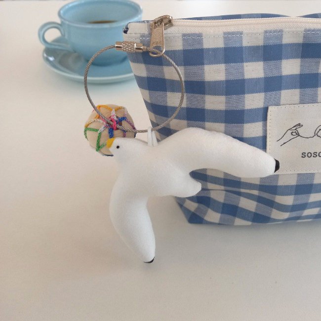Seagull Wood Ball Keyring