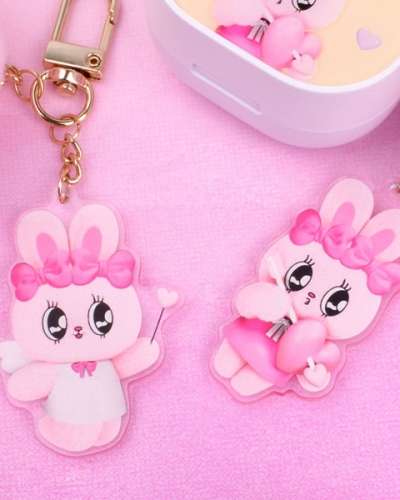 Esther Bunny Mini Doll Pom Pom Acrylic Keyring
