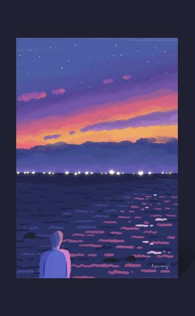 ポストカード 07_夕暮れの海