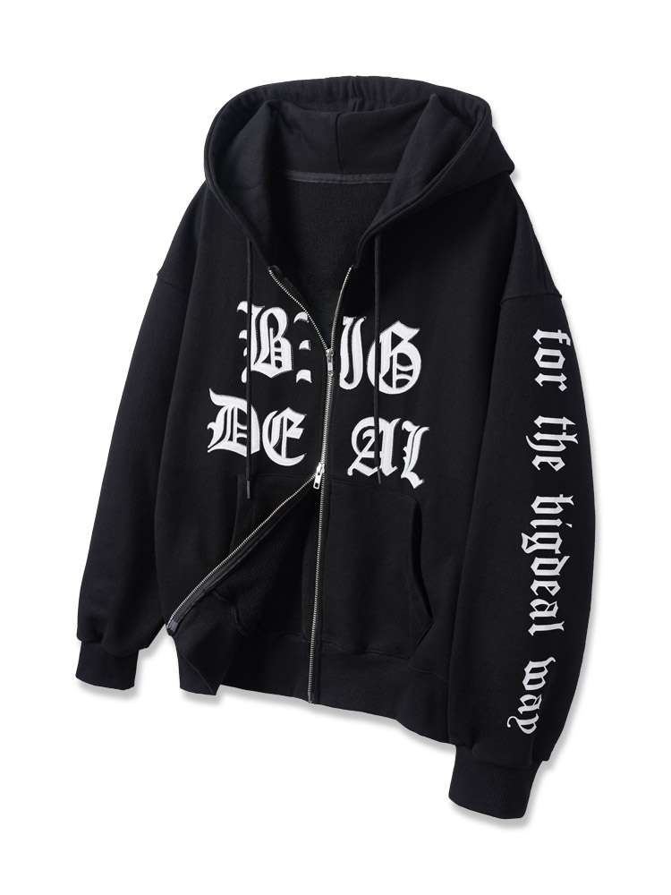 Big Deal Appliqué Hoodie Zip-Up