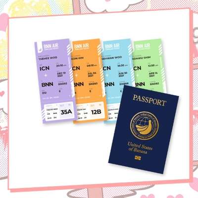 Banana Scandal - Passport Mini Notebook + 4 Airline Tickets