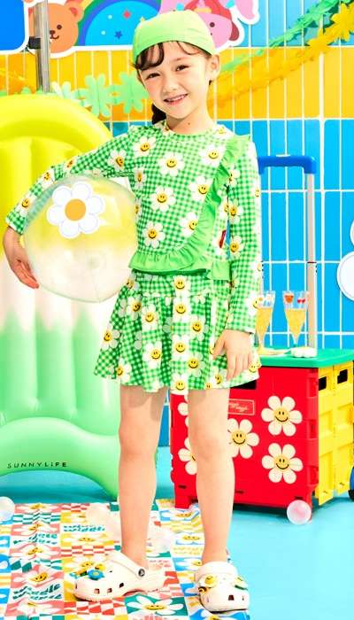 ラッフルラッシュガード スカート セット - Green