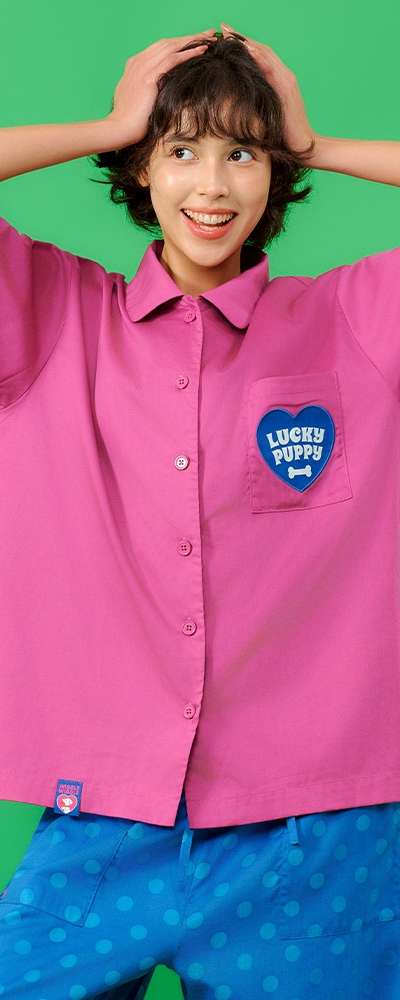 半袖パジャマセット - Lucky Puppy Pupple Dot