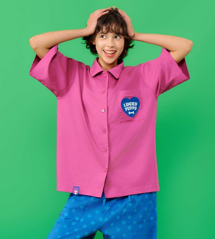 Short-Sleeve Pajama Set - Lucky Puppy Pupple Dot