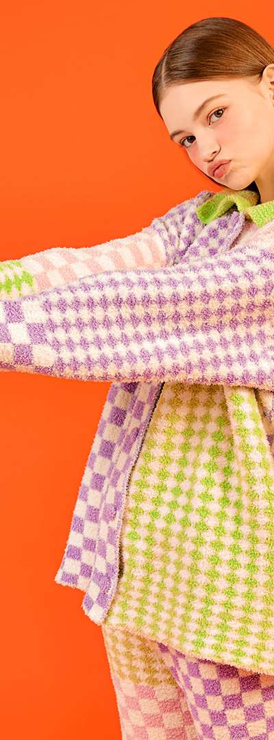 Pajama Set (Long) - Grape Patchwork