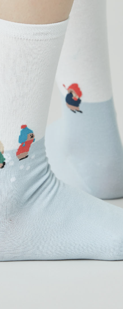 Marshville Snow Fight Single Socks WH