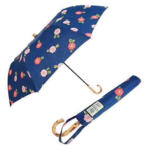 Bella Flora (Navy) Pattern 2-Fold Manual Umbrella
