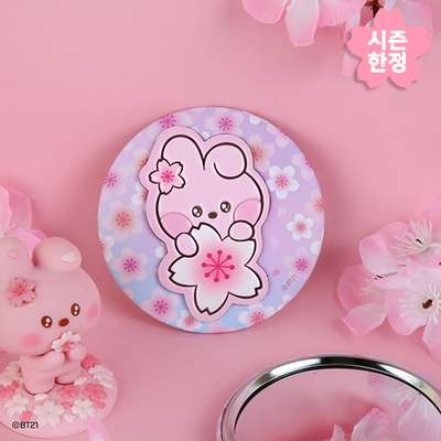BT21 Leather Patch Mirror [Cherry Blossom] - COOKY