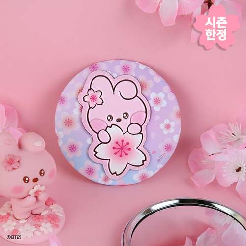 BT21 Leather Patch Mirror [Cherry Blossom] - COOKY