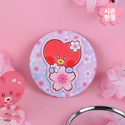 BT21 Leather Patch Mirror [Cherry Blossom] - TATA
