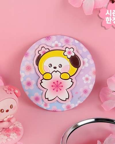 BT21 レザーパッチミラー [チェリーブロッサム] - チミ(CHIMMY)