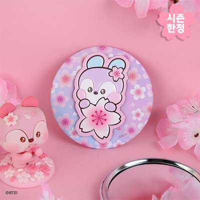 BT21 Leather Patch Mirror [Cherry Blossom] - MANG