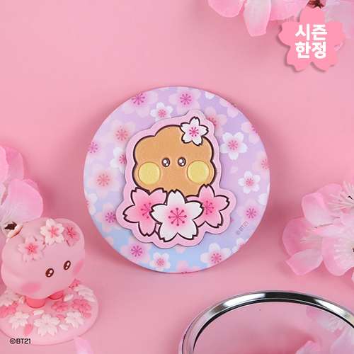 BT21 Leather Patch Mirror [Cherry Blossom] - SHOOKY