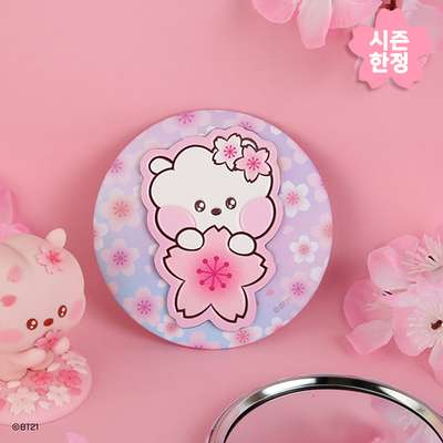 BT21 Leather Patch Mirror [Cherry Blossom] - RJ