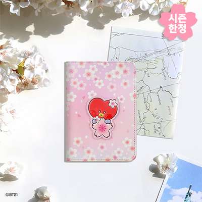 BT21 Leather Patch Passport Cover S [Cherry Blossom] - TATA