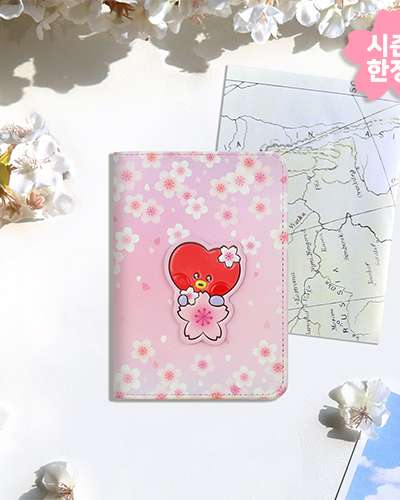 BT21 レザーパッチ パスポートカバー S [チェリーブロッサム] - タタ(TATA)