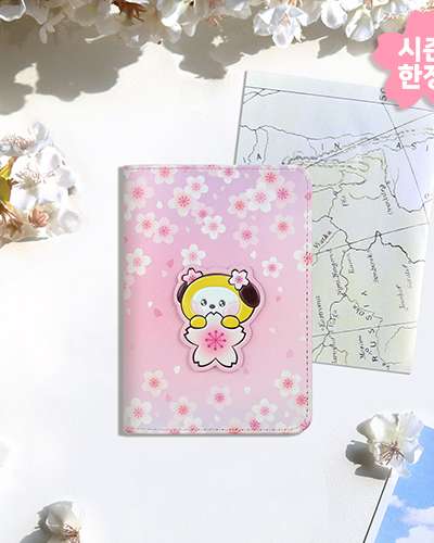 BT21 レザーパッチ パスポートカバー S [チェリーブロッサム] - チミー(CHIMMY)