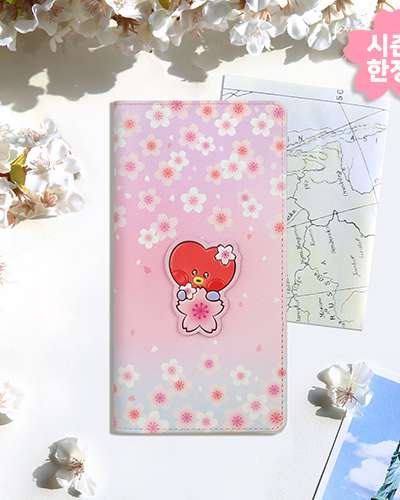 BT21 レザーパッチ パスポートカバー L [チェリーブロッサム] - タタ(TATA)