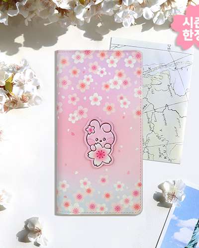 BT21 レザーパッチ パスポートカバー L [チェリーブロッサム] - クッキー(COOKY)
