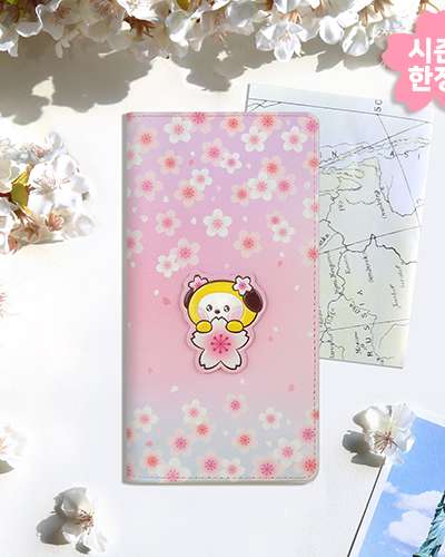 BT21 レザーパッチ パスポートカバー L [チェリーブロッサム] - チミー(CHIMMY)