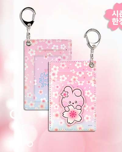 BT21 レザーパッチ カードホルダー [チェリーブロッサム] - クッキー(COOKY)