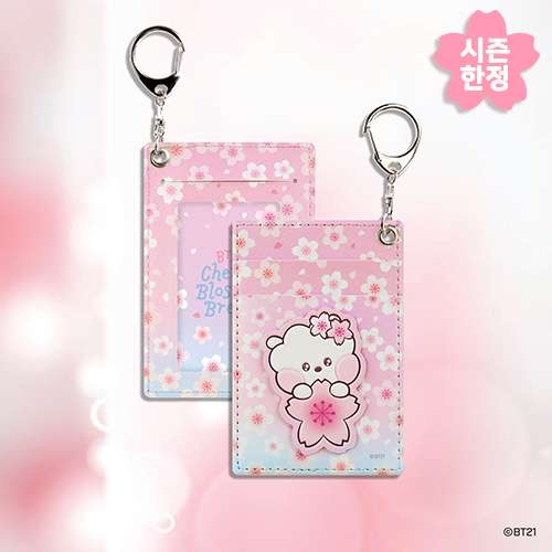 BT21 Leather Patch Card Holder [Cherry Blossom] - RJ
