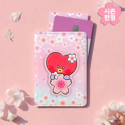 BT21 Leather Patch Card Case [Cherry Blossom] - TATA