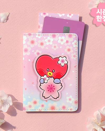 BT21 レザーパッチ カードケース [チェリーブロッサム] - タタ(TATA)