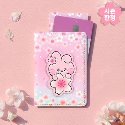BT21 Leather Patch Card Case [Cherry Blossom] - COOKY