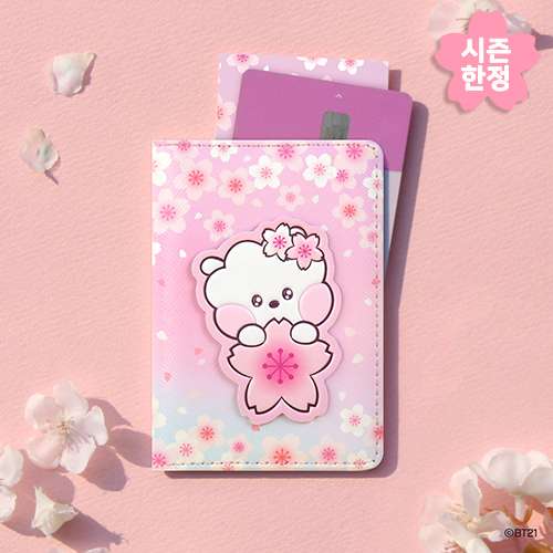 BT21 Leather Patch Card Case [Cherry Blossom] - RJ