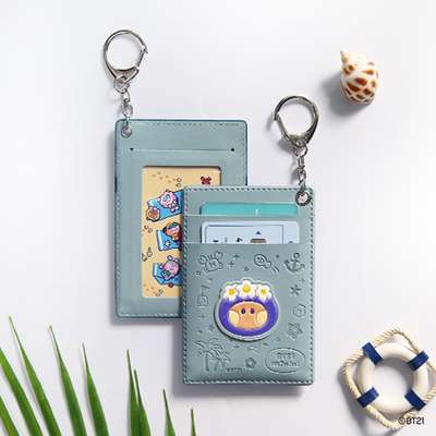 BT21 Leather Patch Card Holder [Vacation] - Shooky