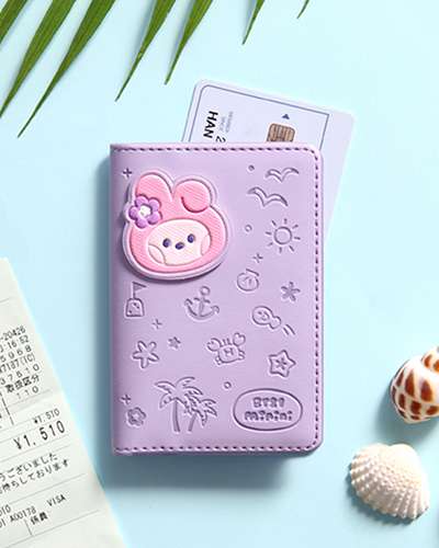 BT21 レザーパッチ カードケース [バカンス] - クッキー(COOKY)