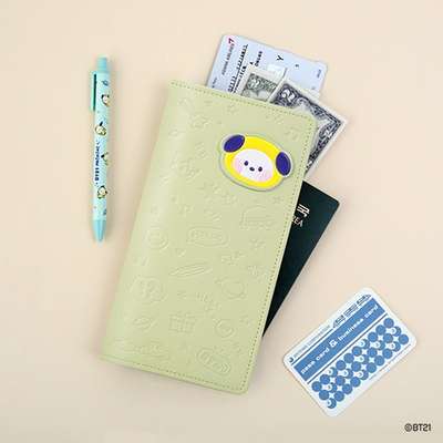 BT21 minini Leather Patch Passport Cover L - CHIMMY Edition