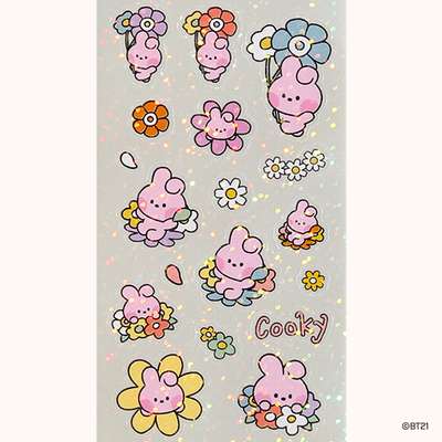 BT21 Hologram Sticker [Happy Flower] - COOKY