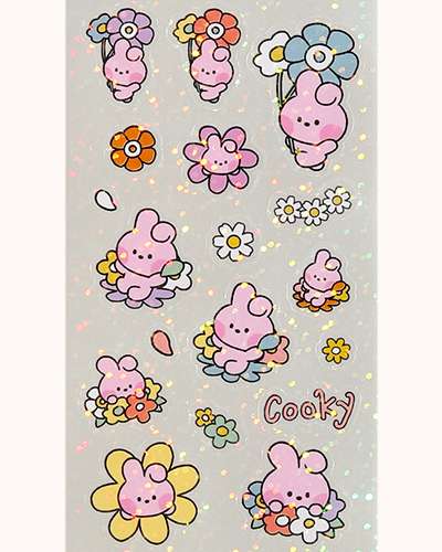 BT21 ホログラムステッカー [ハッピーフラワー]- クッキー(COOKY)