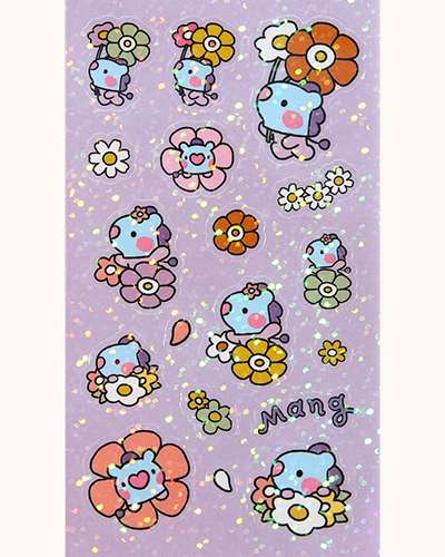 BT21 ホログラムステッカー [ハッピーフラワー]- マング(MANG)