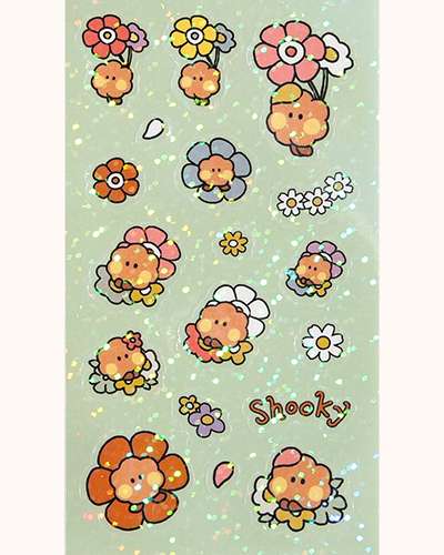 BT21 ホログラムステッカー [ハッピーフラワー]- シュキ(SHOOKY)