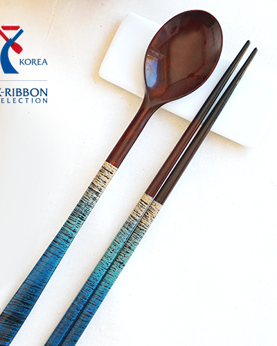 (Korea Excellence Craft) Chilmong Wave Lacquered Wooden Spoon/Chopsticks/Cutlery Set for One