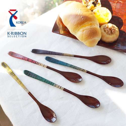 (Korean Superior Craft Product) Chil Mong Premium Wave Lacquer Wood Long Teaspoon - Single Piece (1pcs)