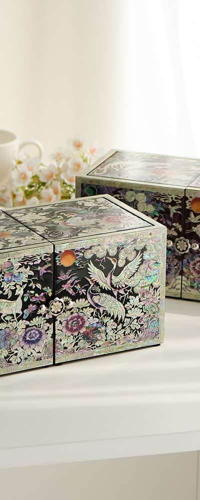 螺鈿漆器 コリア 韓国文化の美しさを込めた (ラングジェ)名品 新双合 金鶏 特形 螺鈿ジュエリーボックス 螺鈿ボックス アクセサリー収納ボックス
