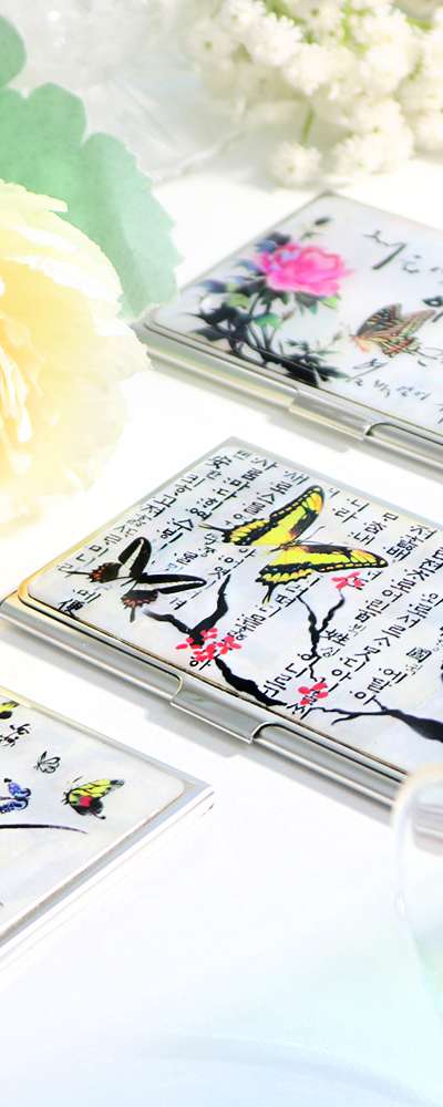 Mother-of-Pearl Business Card Case N (Choice of Design) - Ideal Gift for International Buyers
